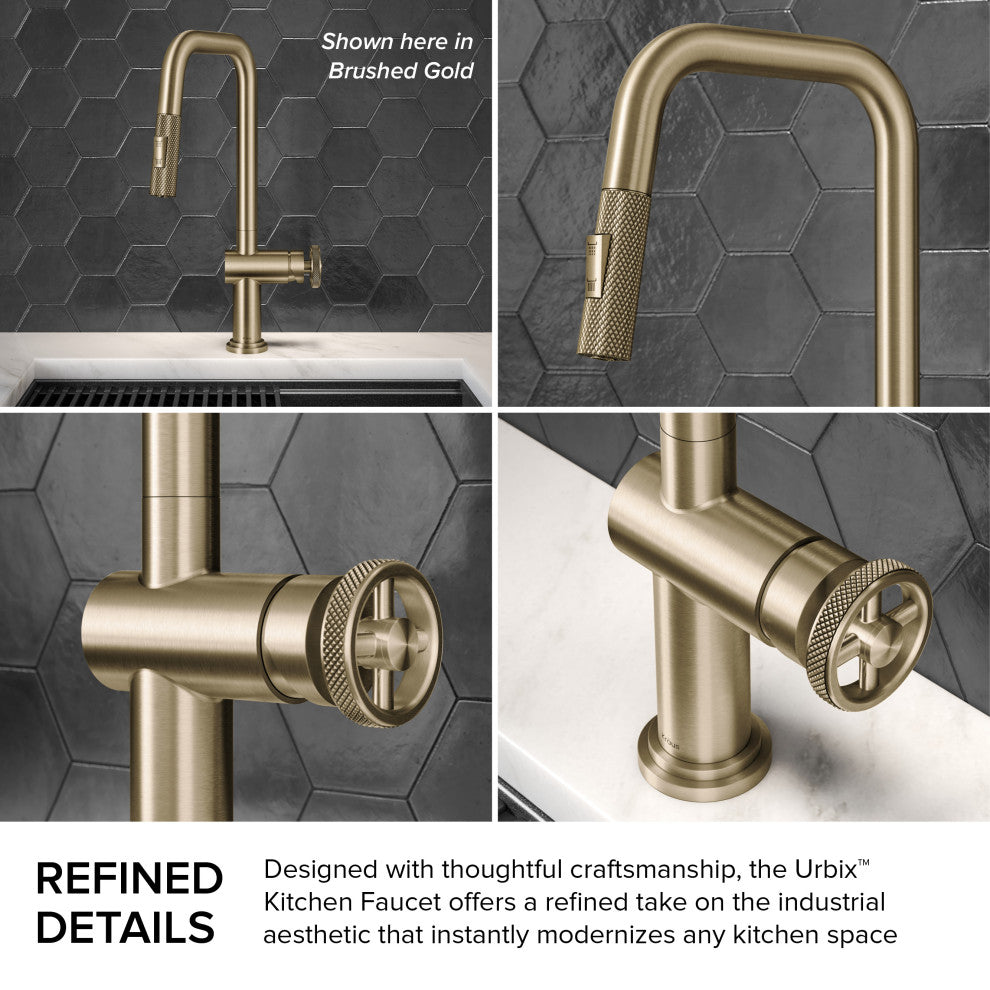 Urbix Bridge Kitchen Faucet, Black Stainless, Kpf-3126sb
