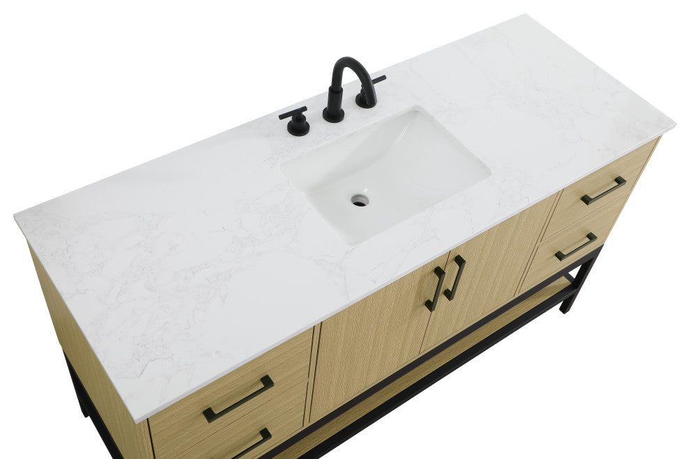 Home Living 60" Single Bathroom Vanity, Honey Brown