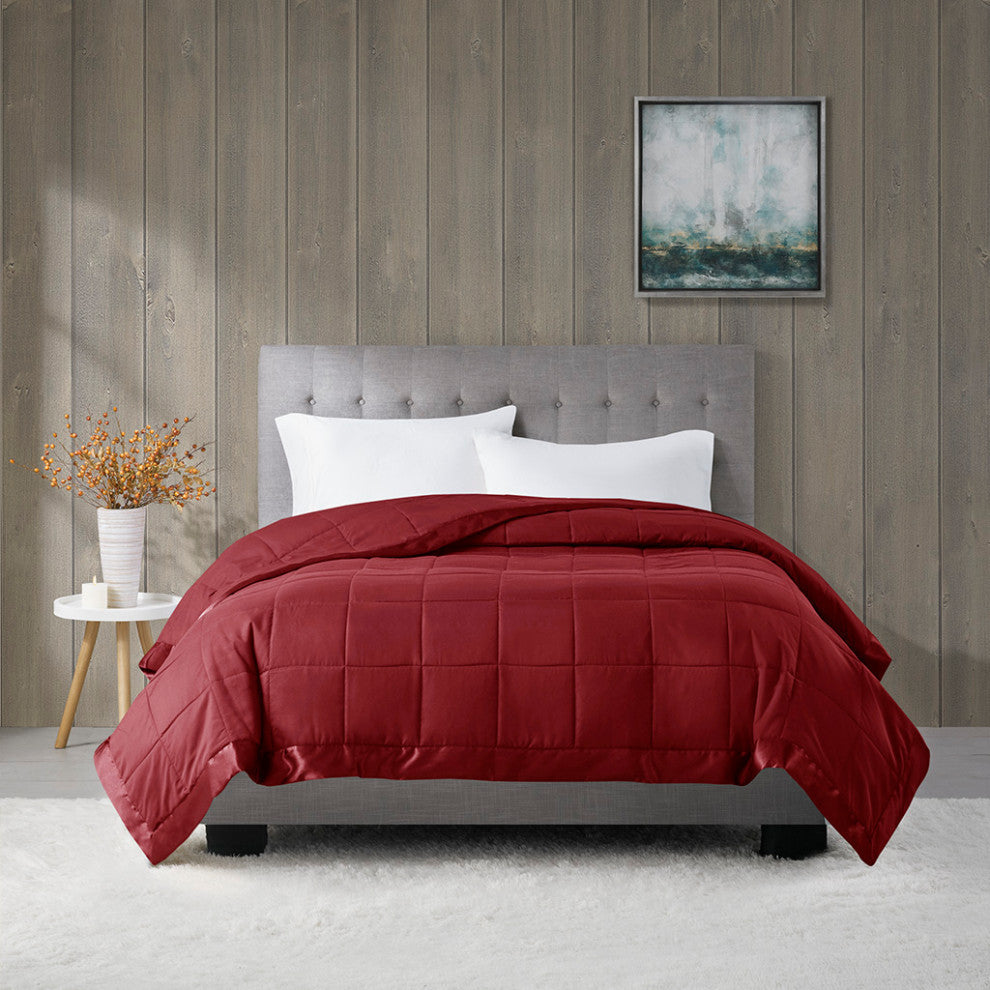 Madison Park All-Seaon Moisture Management Blanket, Burgundy Red, Twin
