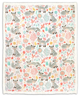 Pixie Fox Sherpa Throw 50x60, Gray