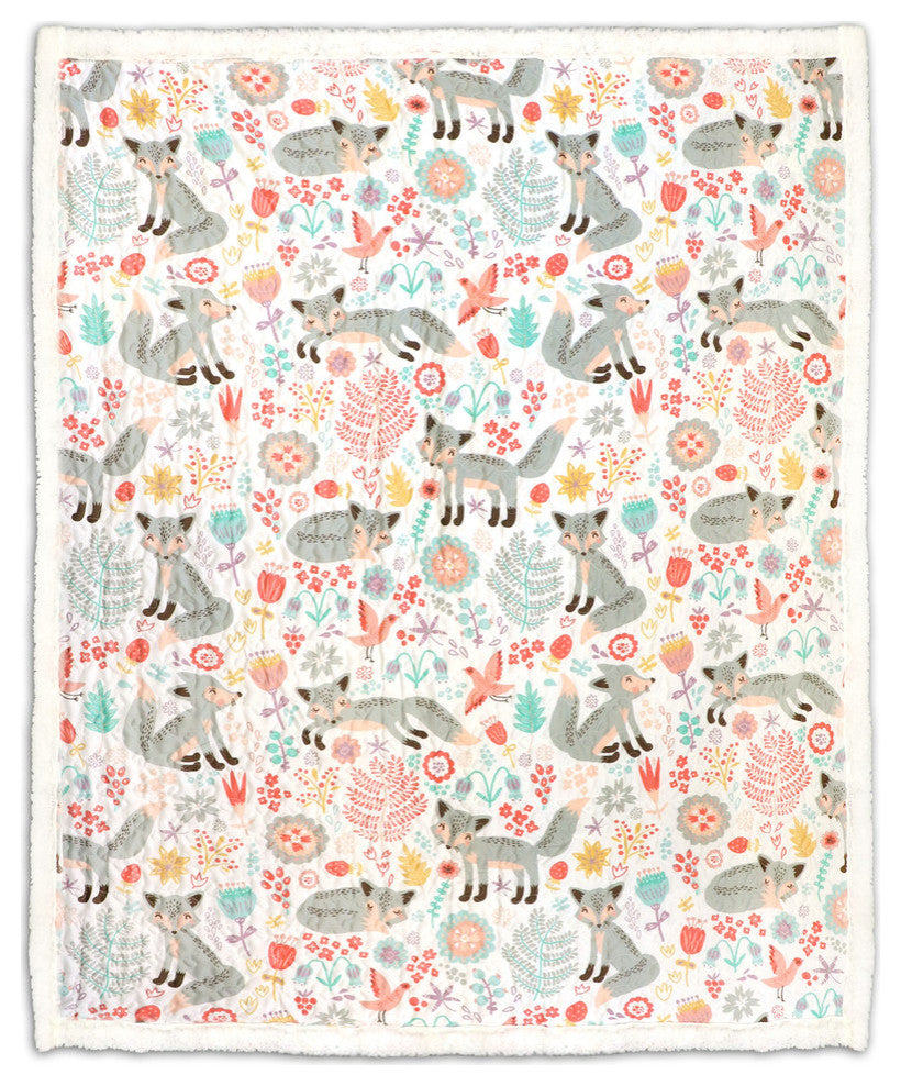 Pixie Fox Sherpa Throw 50x60, Gray