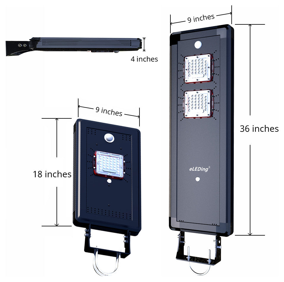 Solar Power Dusk To Dawn Black Aluminum Outdoor LED AI-Smart Sensing Light, Ee824w-Ai18