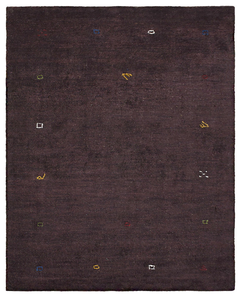Hand Knotted Loom Silk Mix Area Rug Contemporary Brown