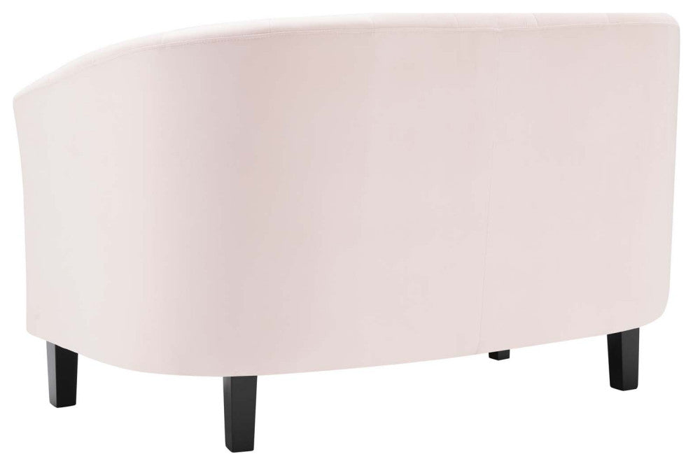 Tufted Loveseat Sofa, Velvet, Pink, Modern, Living Lounge Hotel Hospitality