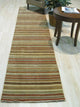 Orange/green Striped Handmade Wool Rug, 2' X 12'