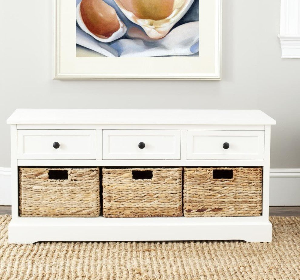 Safavieh Damien 3-Drawer Storage Bench, Distressed Cream