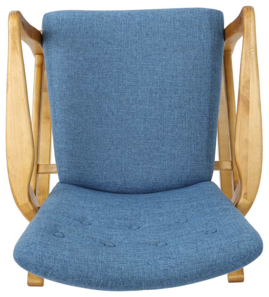 GDF Studio Collin Mid Century Fabric Rocking Chair, Muted Blue