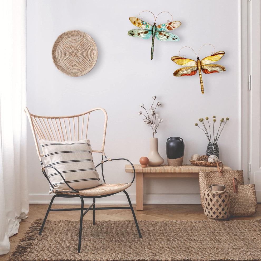 Dragonfly Wall Decor Pearl Tan And Brown