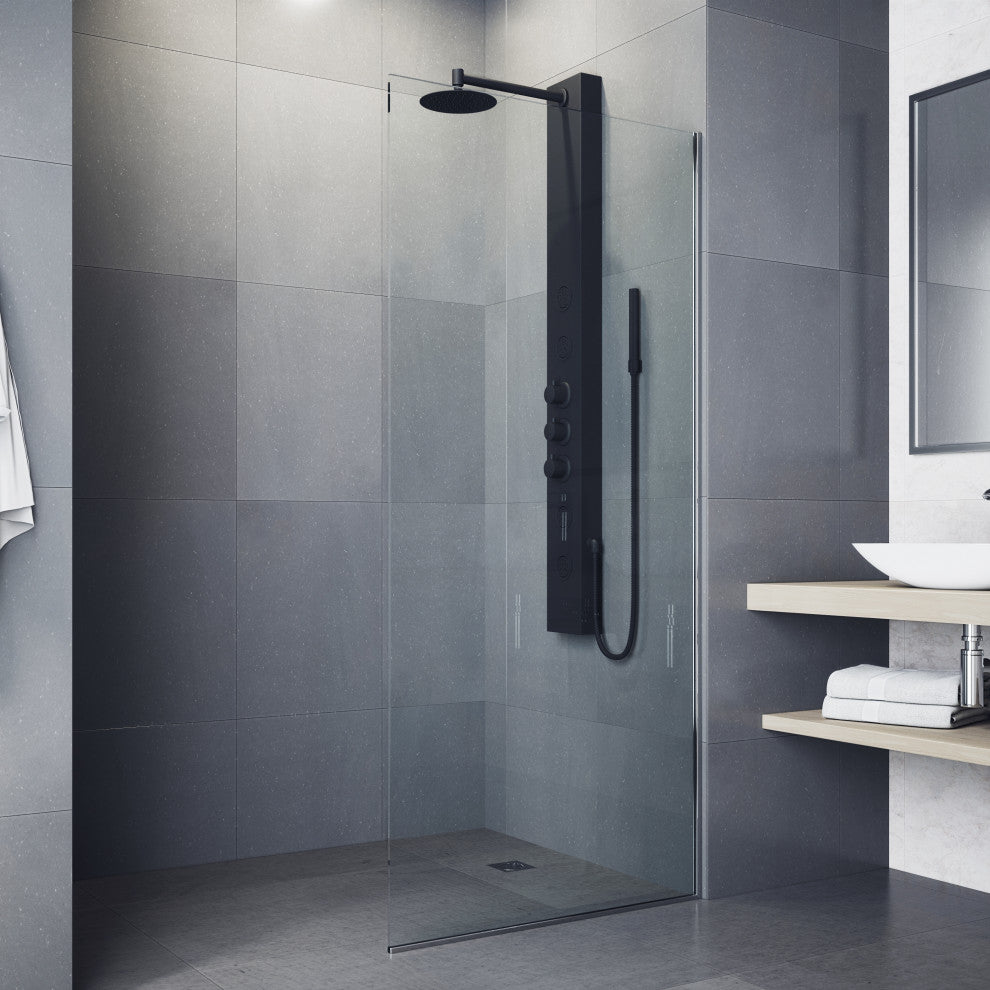 Ellington 59" H x 6" W 4-Jet Shower Panel with Round Shower Head, Matte Black