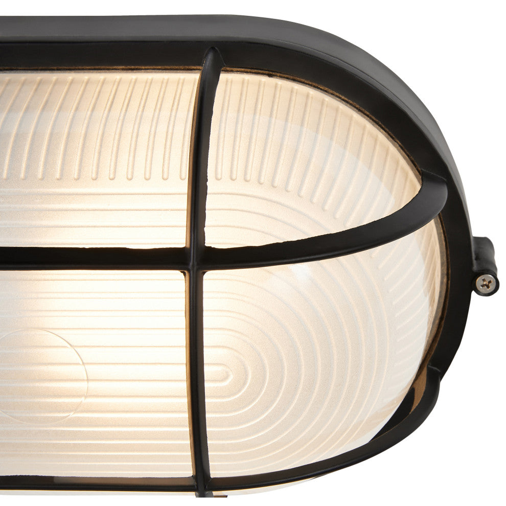 Access Lighting Nauticus Wet Loc 4.25" Bulkhead, Black/Frosted - 20290-BL-FST