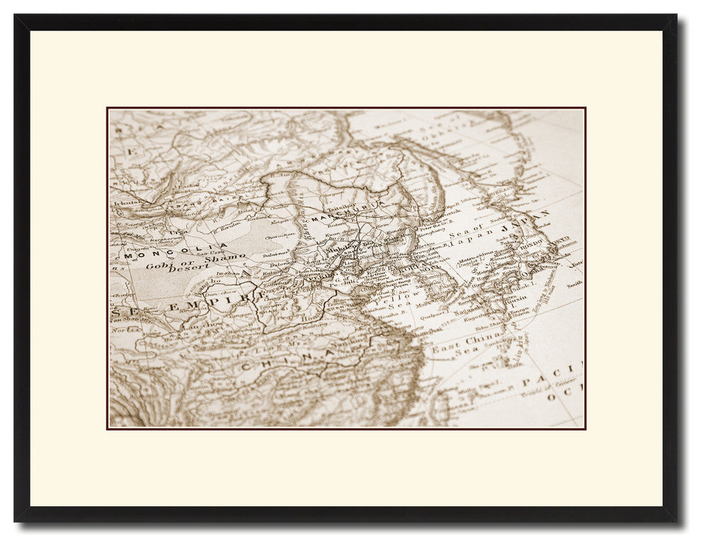 Europe Asia Vintage Sepia Map Canvas Print, 16"x21"