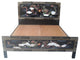 Oriental Bed, Chinese Black Lacquer Hand Painted Dragons, 64" Queen