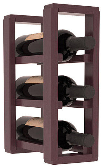 Pine 3-Bottle Countertop Wine Rack, Burgundy + Satin
