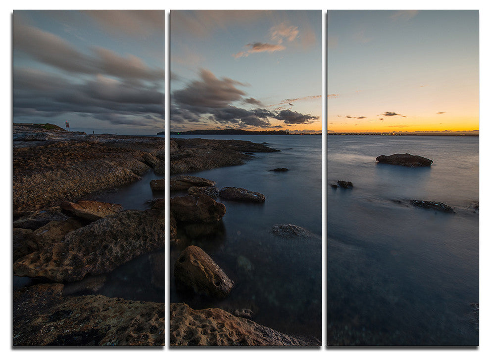 "Sunset at La Perouse Beach Sydney" Metal Wall Art, 3 Panels, 36"x28"