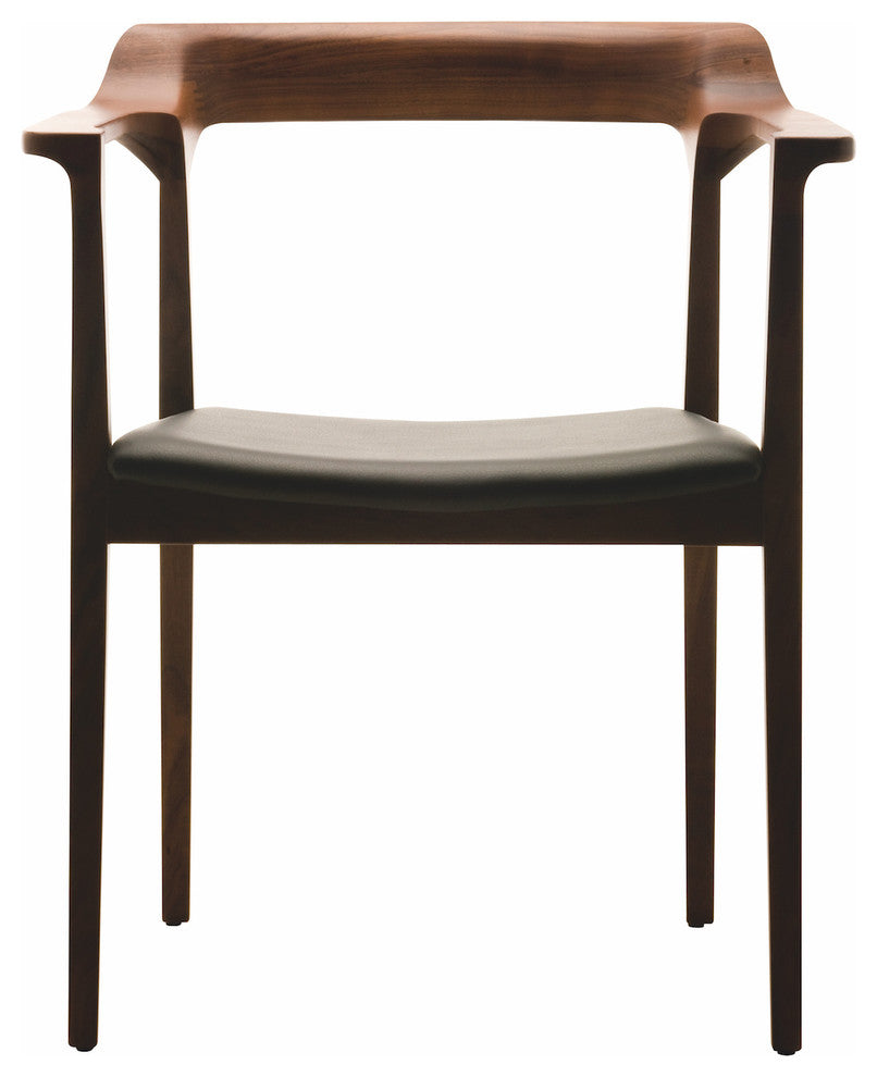 Caitlan Leather Dining Chair, Walnut Finish