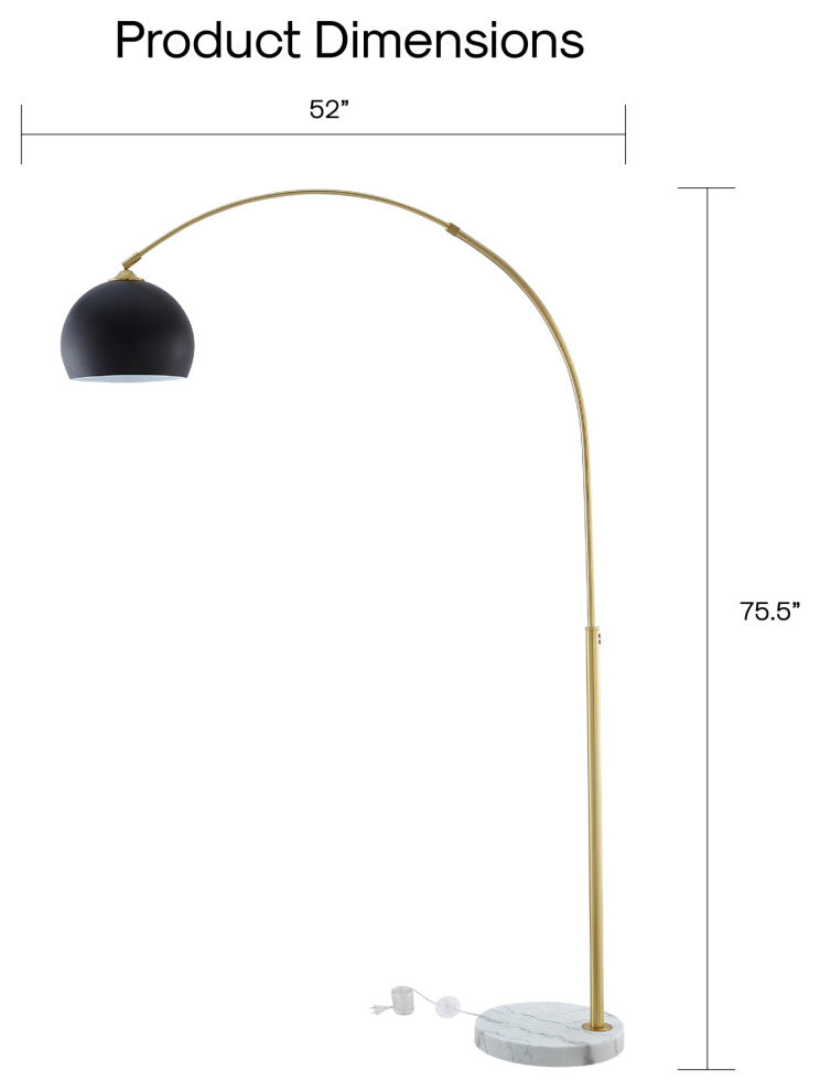 Inspired Home Katana Floor Lamp, Marble Stone Base, Black