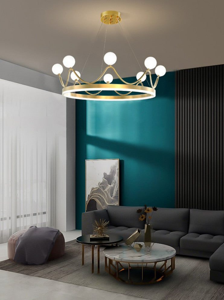 Zandobbio | Cute Crown Round Glass Chandelier for Bedroom, 8bulbs