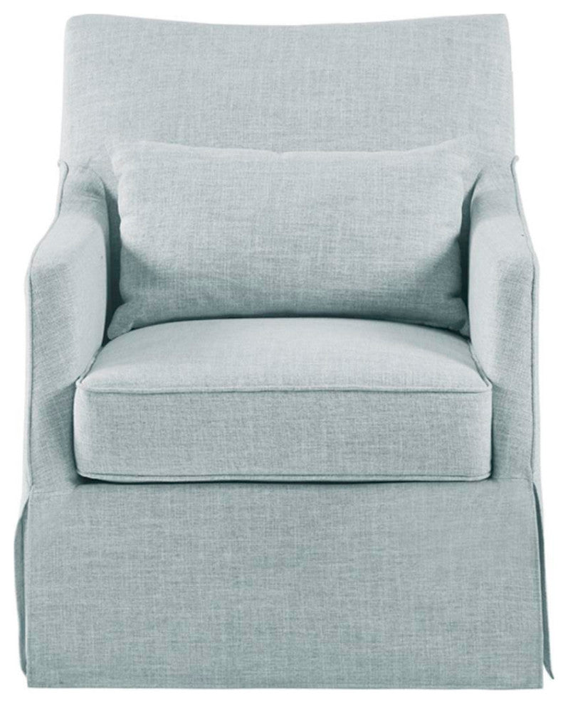 Martha Stewart London Skirted Swivel Chair, Light Blue, image size:798x990
