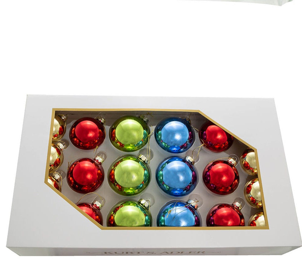 60-80MM Shiny Multi-Color Glass Ball Ornaments, 20-Piece Set