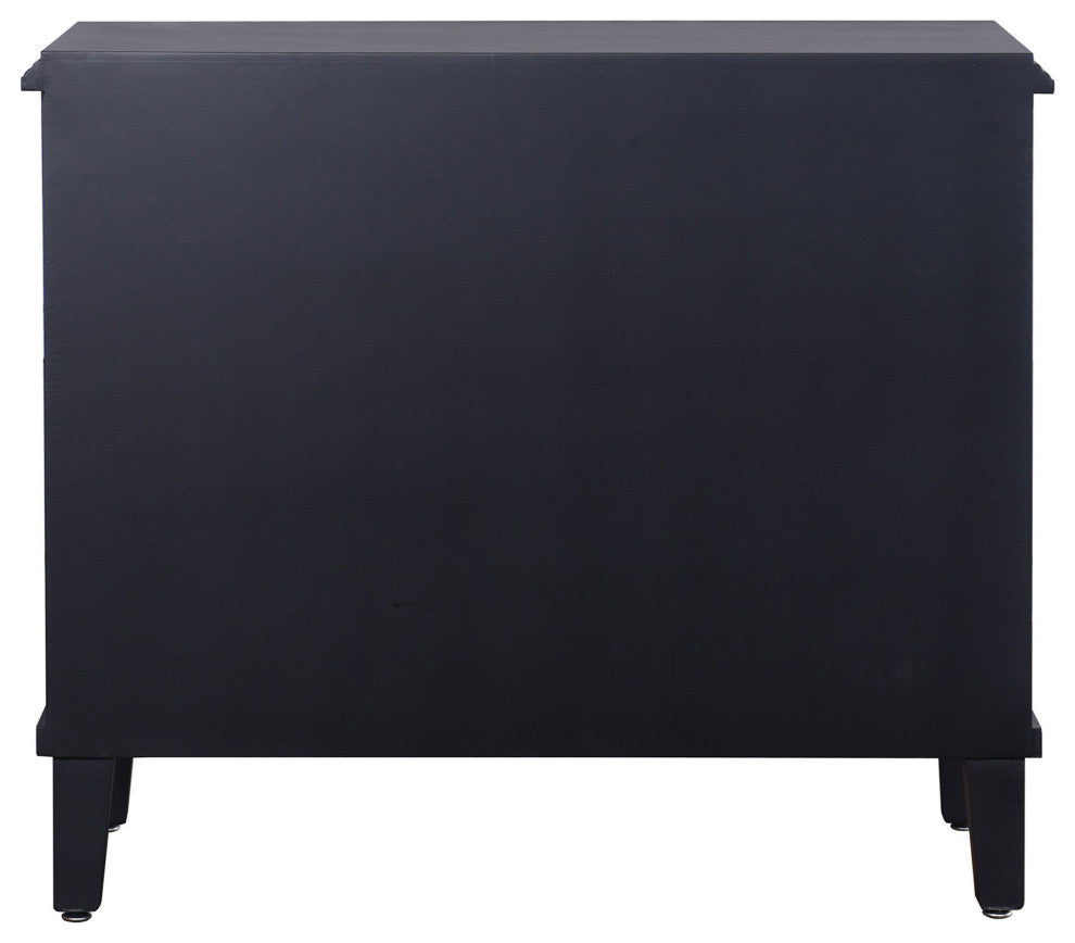 Hollywood Cabinet Two Circle Patterned Doors Black Finish