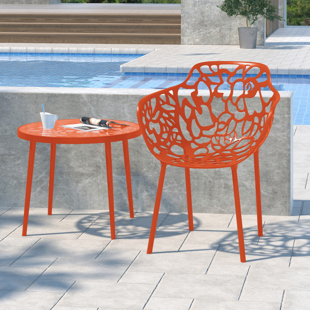 Leisuremod Modern Devon Aluminum Chair With Arm, Orange