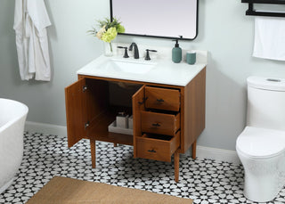 Home Living 22" Midcentury Modern Teak-Light Bathroom Vanity