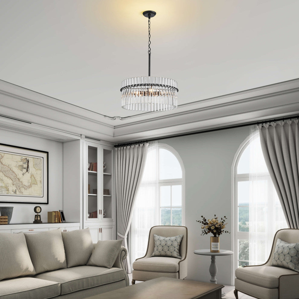 Eva 5-light Antique Black Crystal Chandelier
