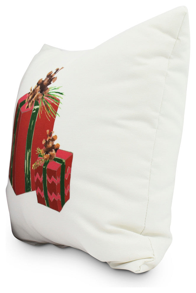 Nature's Gift 18" Red Holiday Print Decorative Throw Pillow