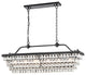 6-Light 40 in. Antique Black Rectangular Crystal Chandelier Dining Room Fixture