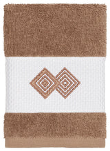 Linum Home Textiles Noah Embellished, Latte, Washcloth, Single