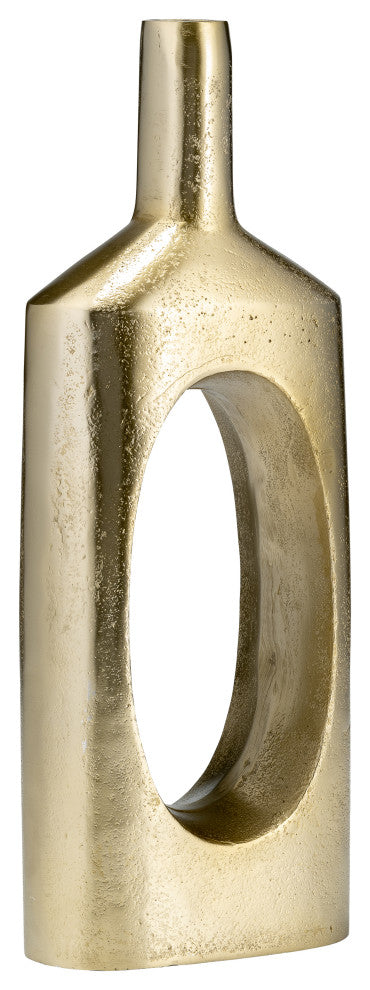 Metal, 16"H, Tall Modern Open Cut Out Vase, Gold