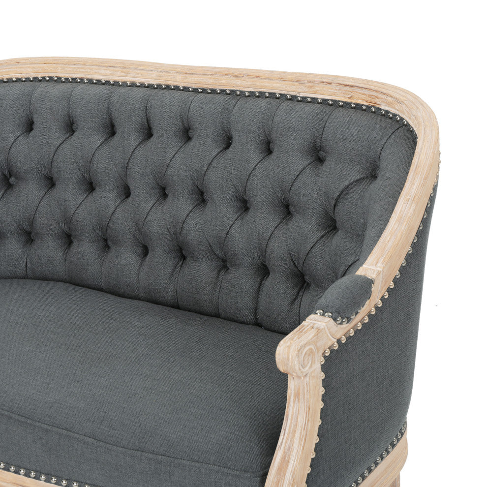 GDF Studio Megan Classical Tufted Loveseat, Dark Gray, Fabric