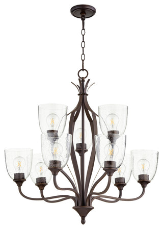 Jardin Quorum Home Collection Chandelier in Oiled Bronze W/ Clear/Seeded
