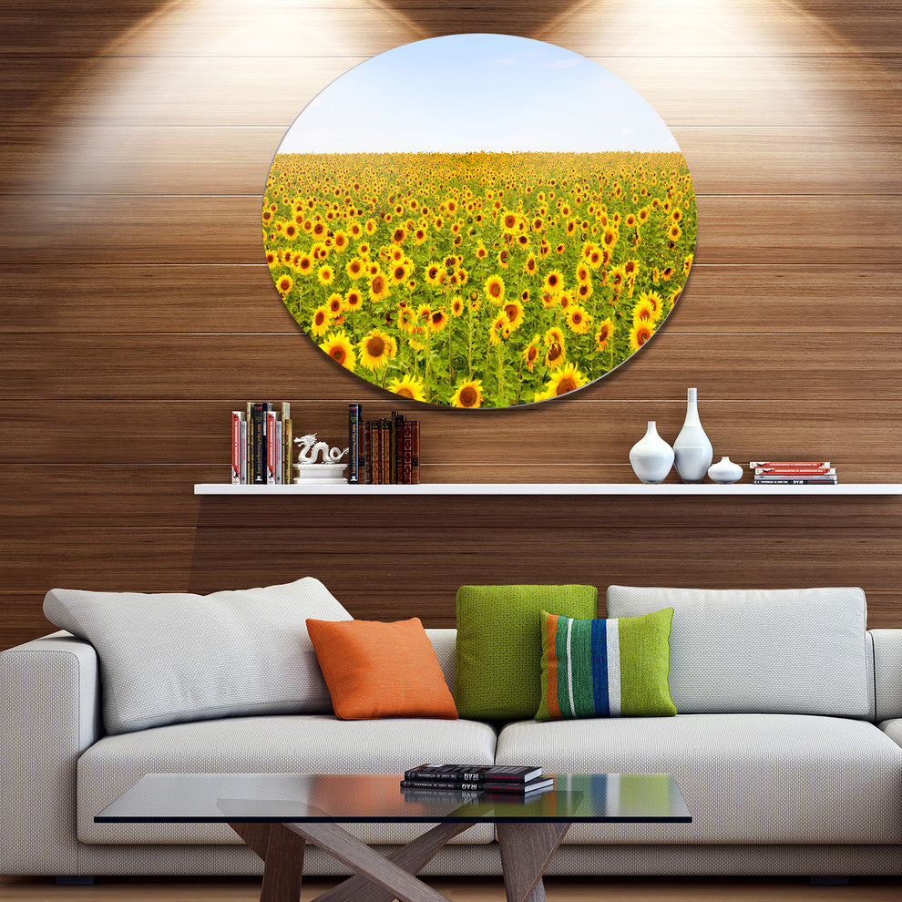 Beautiful Sunflowers Garden, Flower Disc Metal Wall Art, 23"
