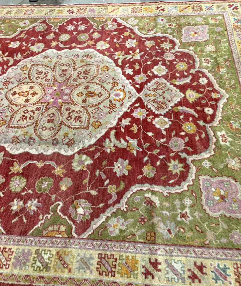 Handmade Antique Turkish Oushak Rug, 8.1'x10.2', 247cmx311cm 1910s