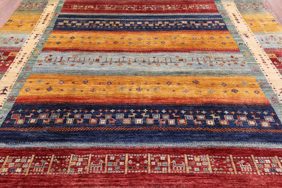 Tribal Persian Gabbeh Handmade Rug 8' 3" X 9' 2" Q5317
