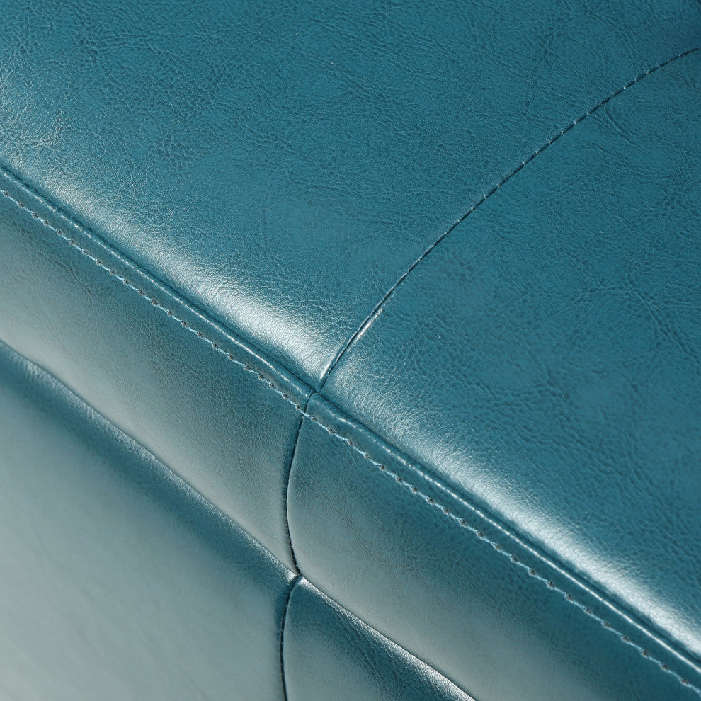 GDF Studio Robin Brown Leather Storage Ottoman Bench, Teal