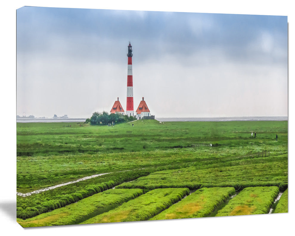 Westerheversand Lighthouse Panorama, Landscape Canvas Art Print, 20"x12"