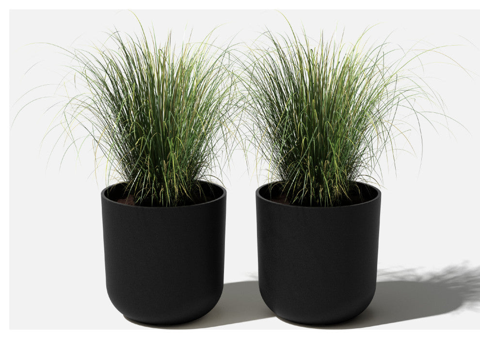 Pure Series Kona Planter, Black, 15", 2 Pack