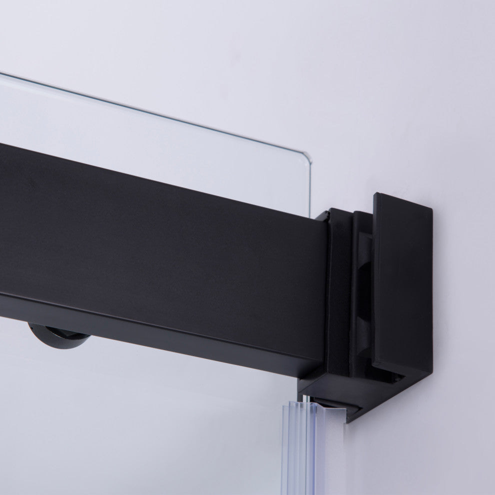 Spezia Double Sliding Frameless Shower Door, Matt Black, 60" W X 76" H