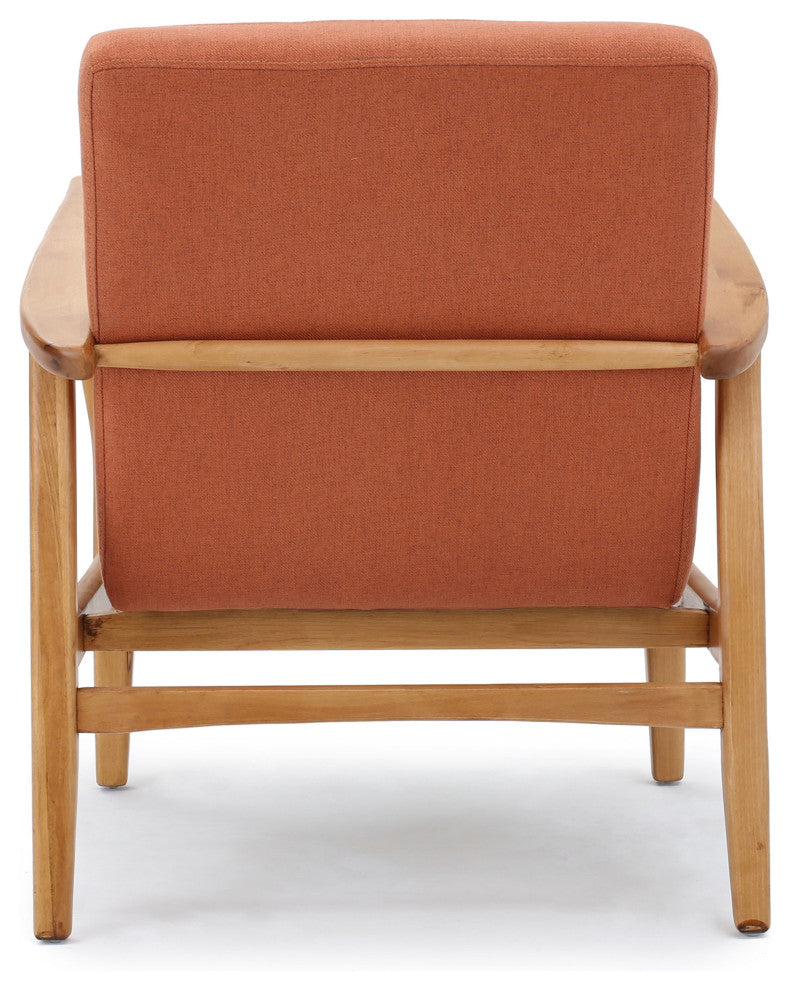 GDF Studio Gunther French-Style Fabric Club Chair, Orange/Walnut