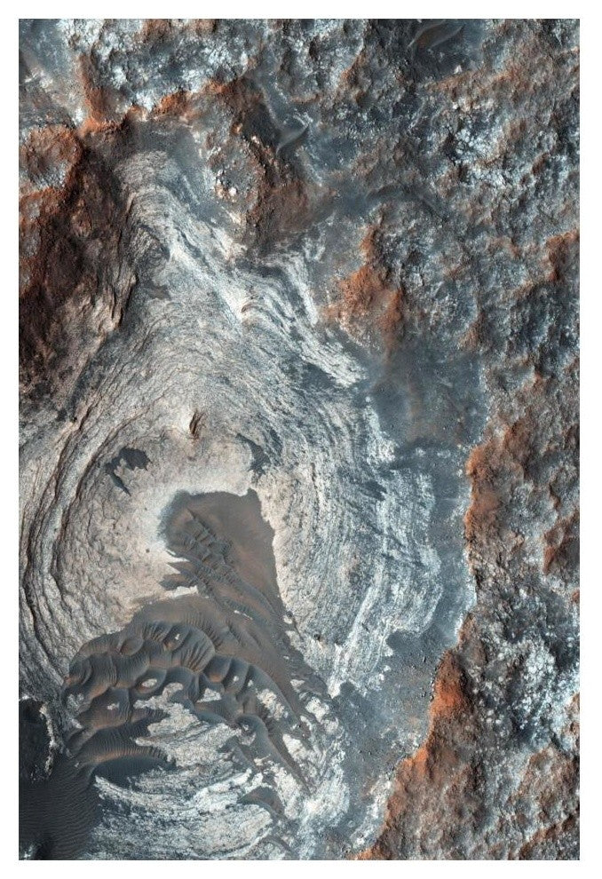 "Mars HiRISE  -  Surface Layers and Dark Dunes" Paper Print by NASA, 14"x20"