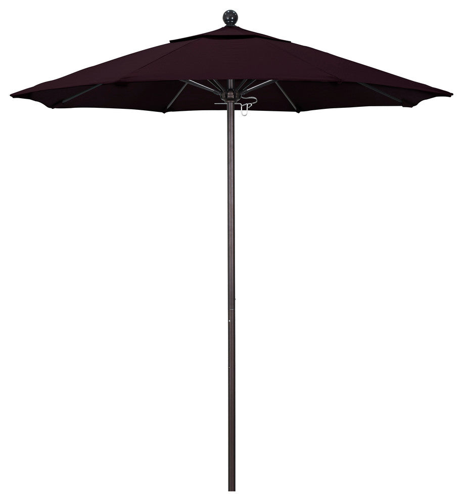 7.5' Bronze Push Lift Fiberglass Rib Aluminum Umbrella, Pacifica, Purple