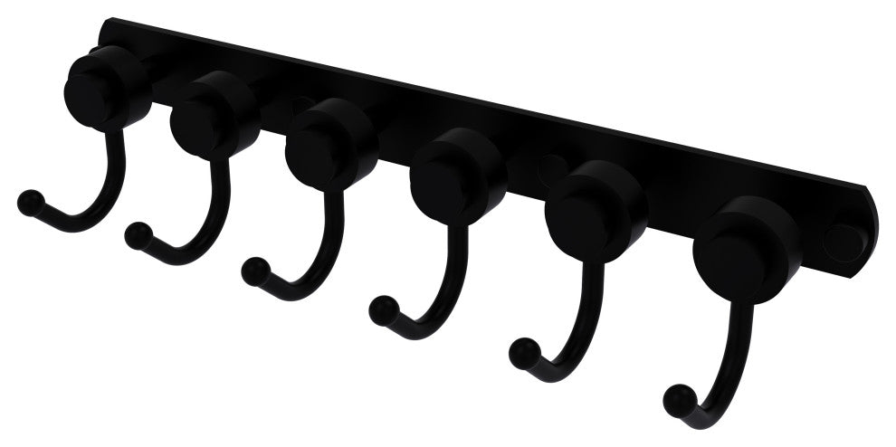 Mercury 6 Position Tie Rack with Smooth Accent, Matte Black