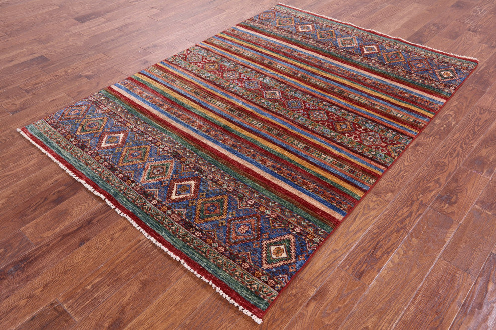 5' 0" X 7' 2" Hand Knotted Super Kazak Khorjin Rug Q10760