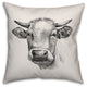 Charcoal Cow Sketch 26x26 Throw Pillow