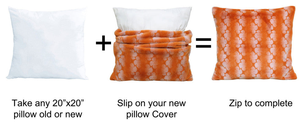 Ballys Faux Fur Throw and Pillow Shell Combo, Burnt Orange, 50"x60"