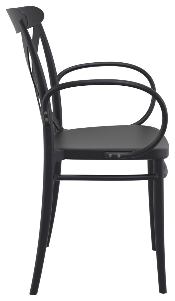 Cross XL Resin Outdoor Arm Chair Black, Set of 2