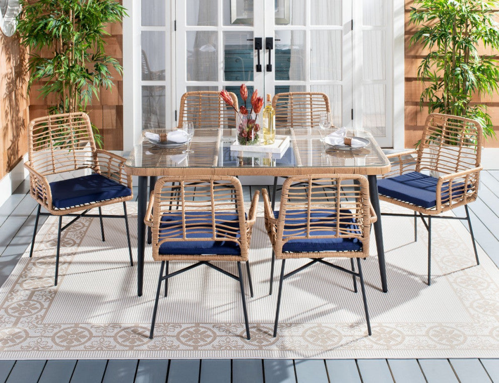 Safavieh Beson 7Pc Dining Set, Brown / Navy