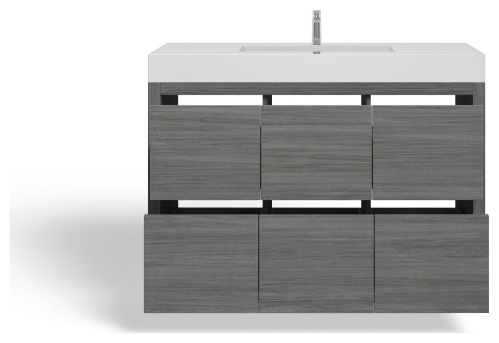 Boutique Bath Vanity, Vulcan Ash Gray, 48", Single Sink, Freestanding